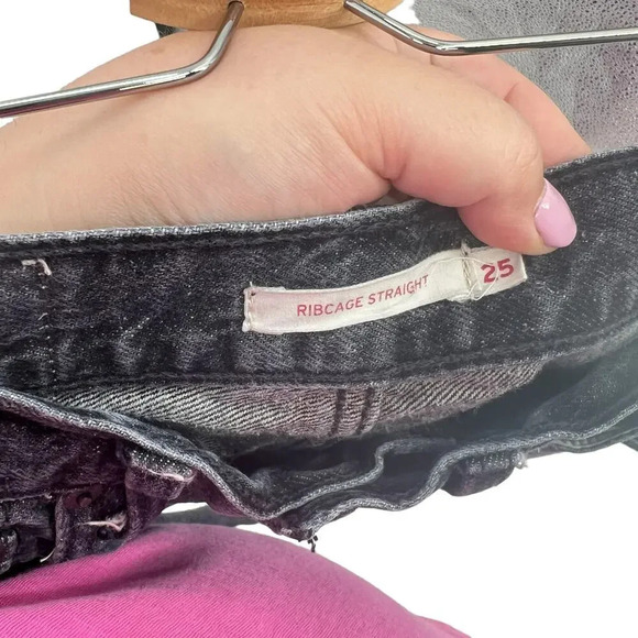 Levi's Wellthread‎ Ribcage Straight Jeans Black Size 25 - Picture 10 of 12